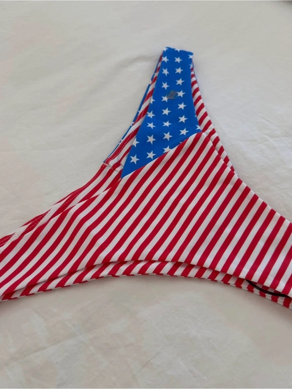 Striped Red & White Bikini Bottom with Blue Star Accent